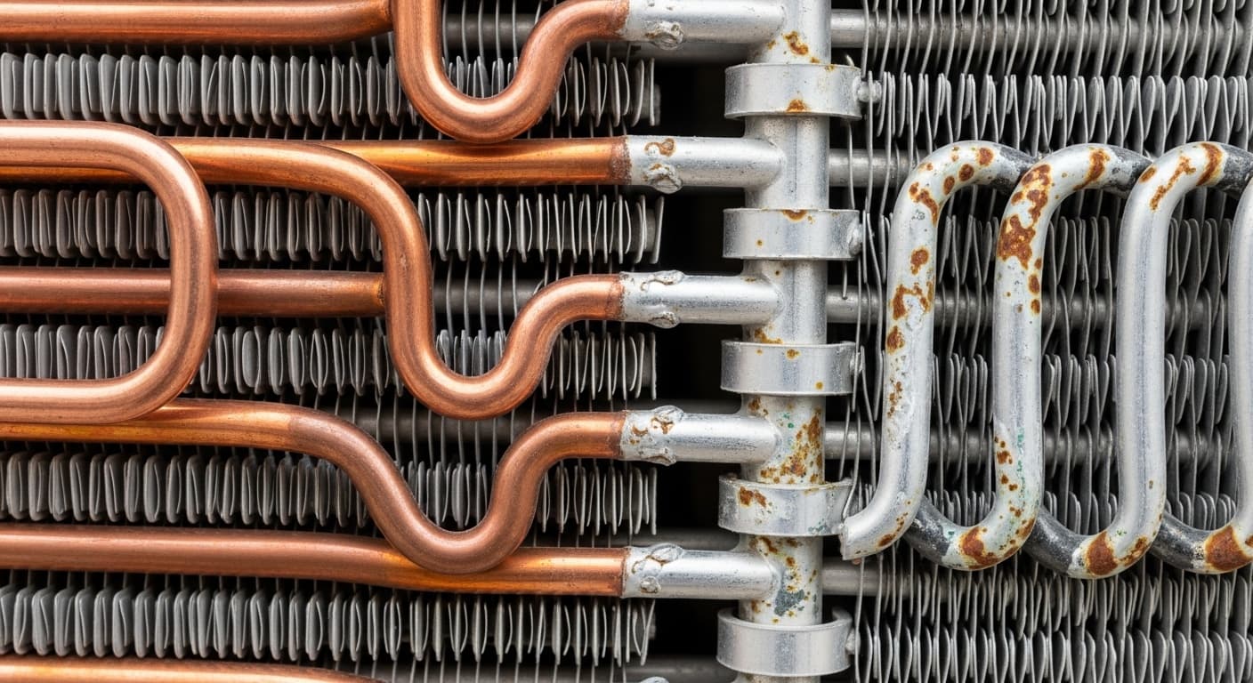 Gambar utama artikel: Copper Condenser Hisense: Kenapa Tembaga Lebih Tahan Karat & Jimat Jangka Panjang