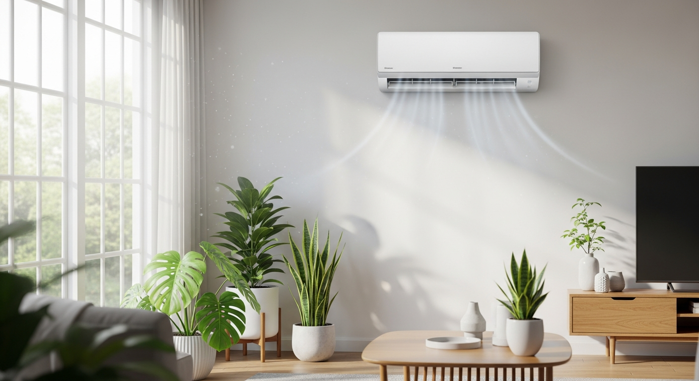 Aircond Hisense dipasang profesional di ruang tamu moden Malaysia